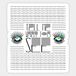 Patchwork Eye Tell Me What You See Line Art Sticker